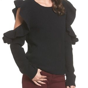 BP Nordstrom black cold shoulder ruffled s…